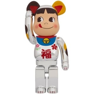 BE@RBRICK 招き猫 ペコちゃん 福 銀メッキ 1000％
