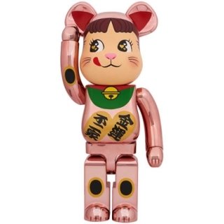 BE@RBRICK 招き猫 ペコちゃん 金運 ダブル小判 桃金メッキ 1000％