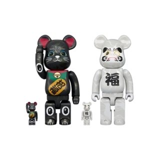 BE@RBRICK BAPE(R) 招き猫 黒メッキ／達磨 白メッキ 100％ & 400％ (4体セット)