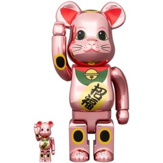 BE@RBRICK 招き猫 招福 桃金メッキ 100％ & 400％
