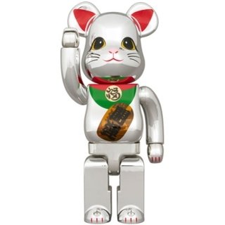 BE@RBRICK 招き猫 開運 銀メッキ 発光 400％