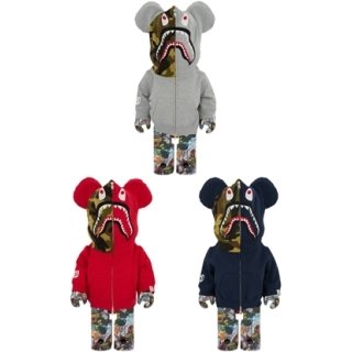 BE@RBRICK BAPE(R) LEGACY CAMO SHARK GRAY／RED／NAVY 1000％