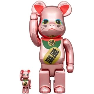 BE@RBRICK 招き猫 開運 弐 桃金メッキ 100％ & 400％