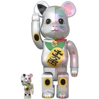 BE@RBRICK 招き猫 銀塗装×透明メッキ 千万両 100％ & 400％