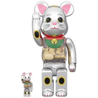 BE@RBRICK 招き猫 小判 千万両 銀メッキ 100％ & 400％