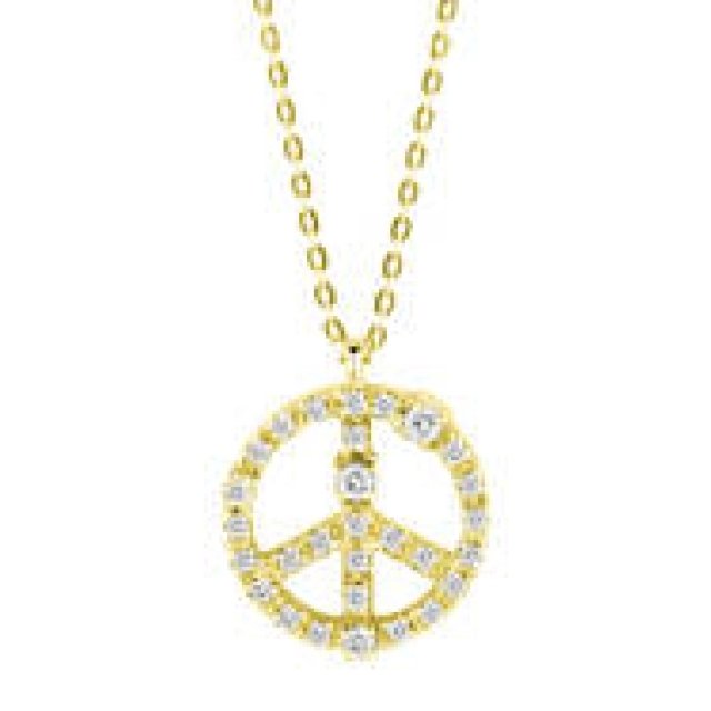 DAMIANI | Limited to 50 Pieces! Yellow Gold "Mini Simboli" Peace Sign Necklace Released