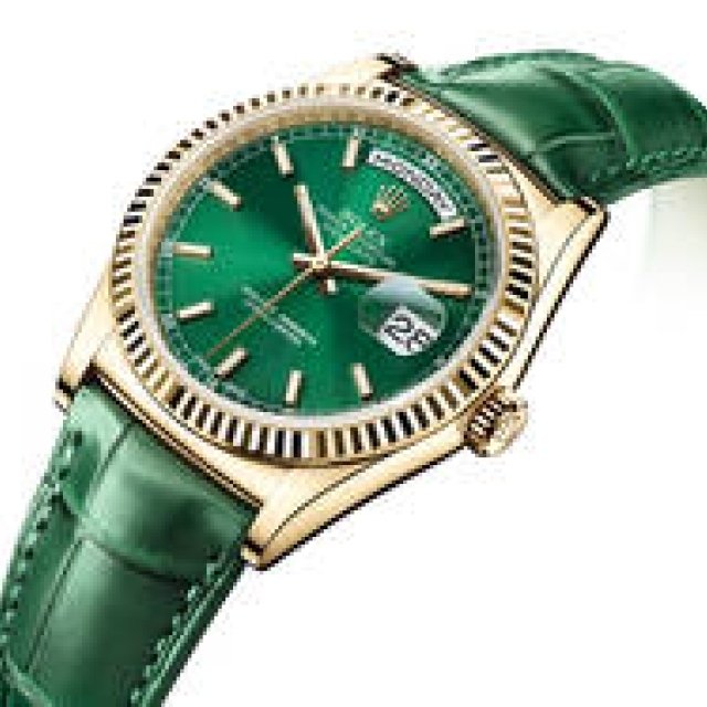 ROLEX | The colorful 'Day-Date' with a leather strap