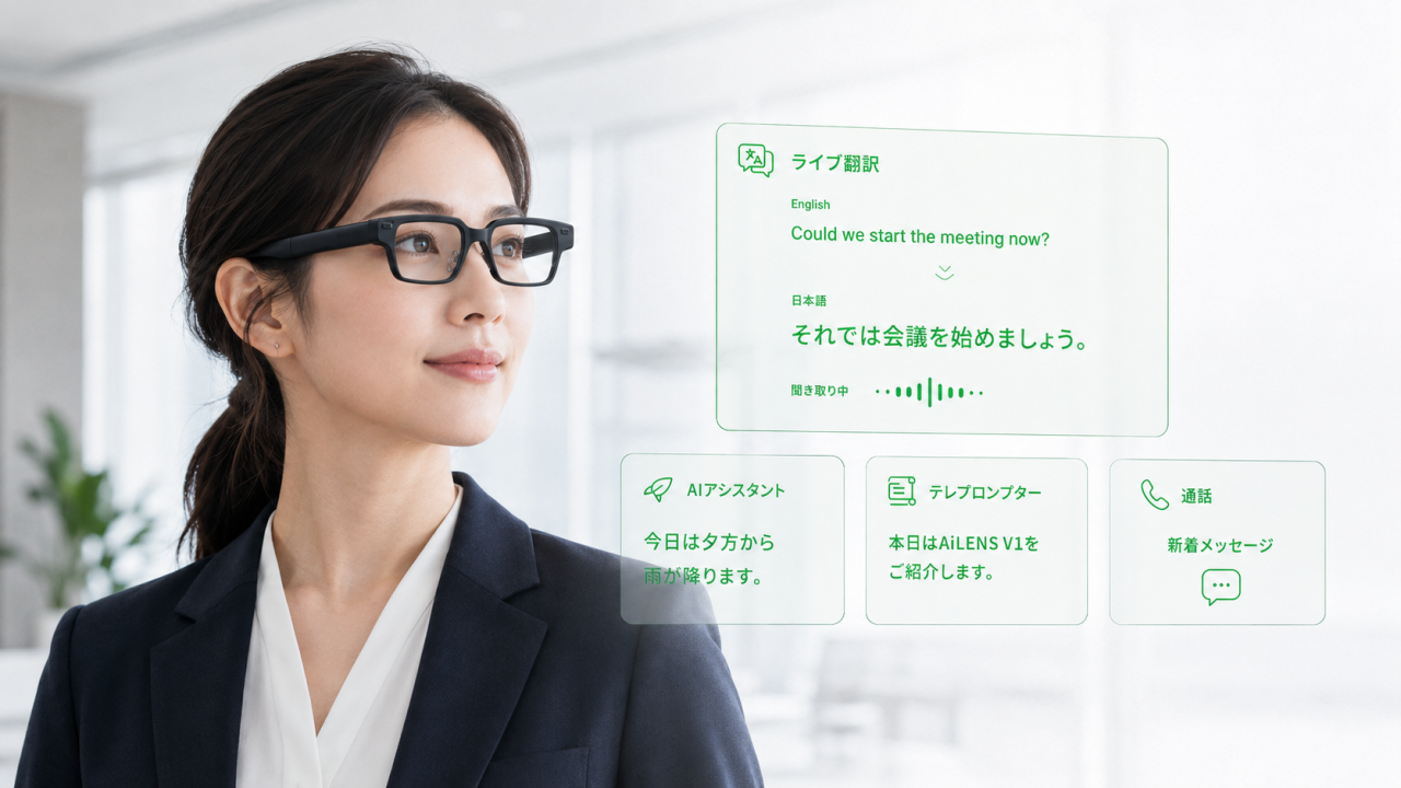 SB C&S、AI情報を“視界に表示”するスマートグラスThinkAR「AiLENS V1」の国内公式販売を開始