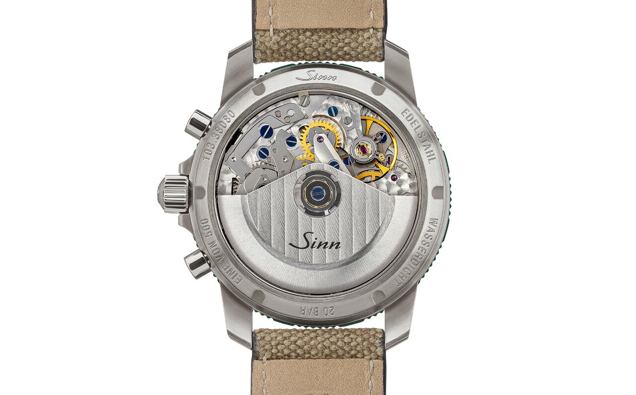 Limited to 500 pieces worldwide. The chronograph "103.SA.G" with a metallic green dial | Sinn