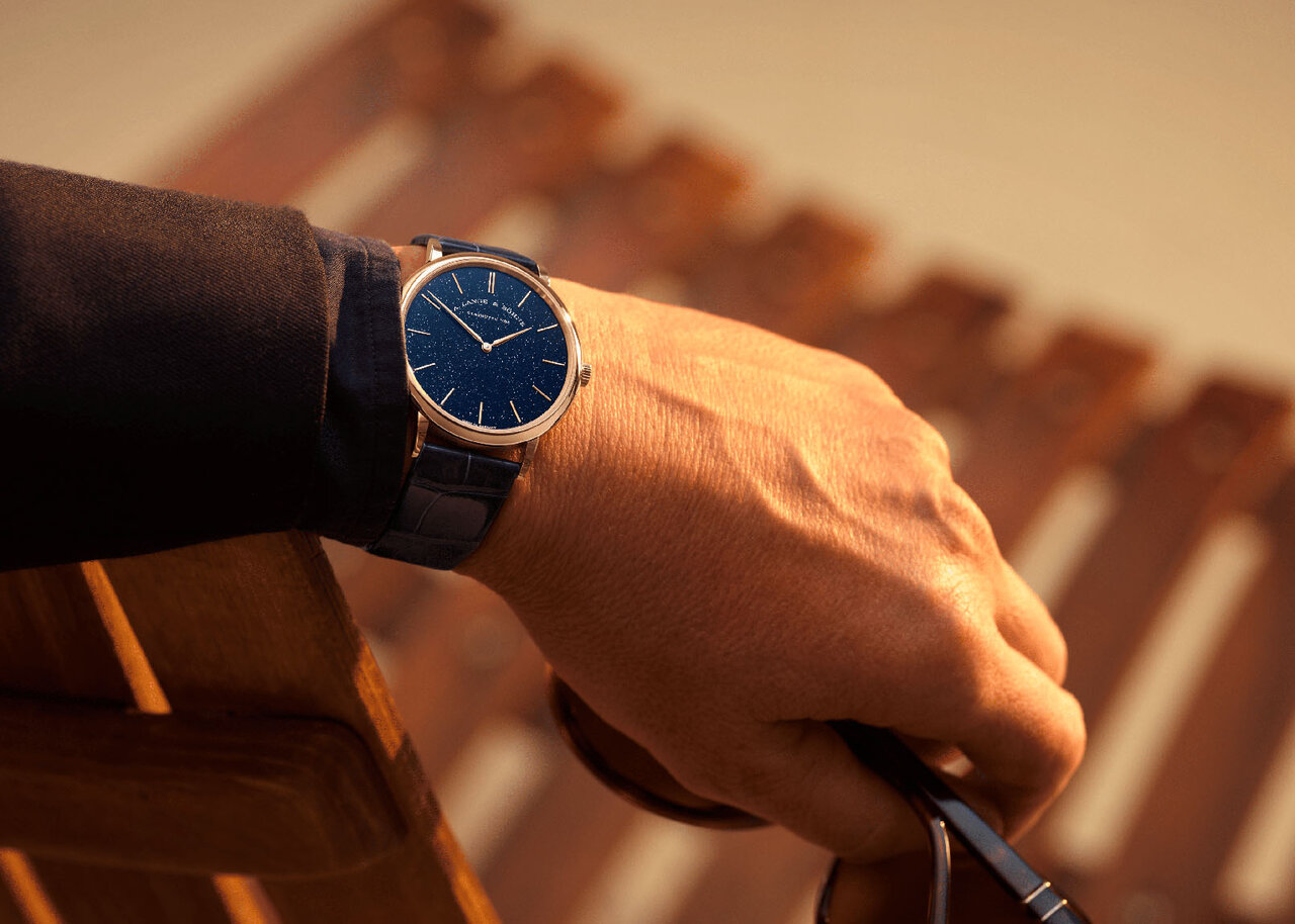 Saxonia Flach with a Sparkling Goldstone Dial | A. Lange & Söhne