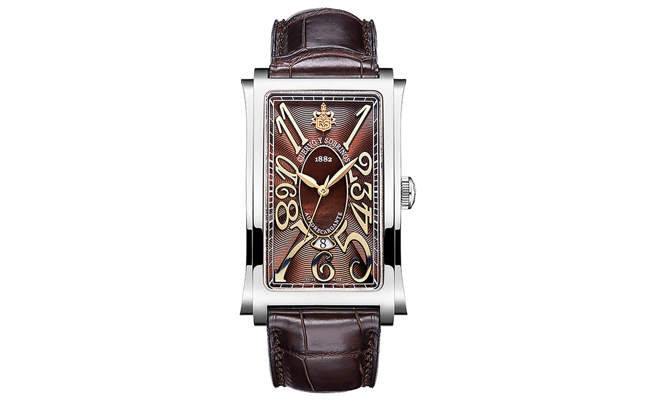 The tobacco-colored dial is a perfect match for the "Prominente Solotempo," reminiscent of Havana's golden age | Cuervo y Sobrinos