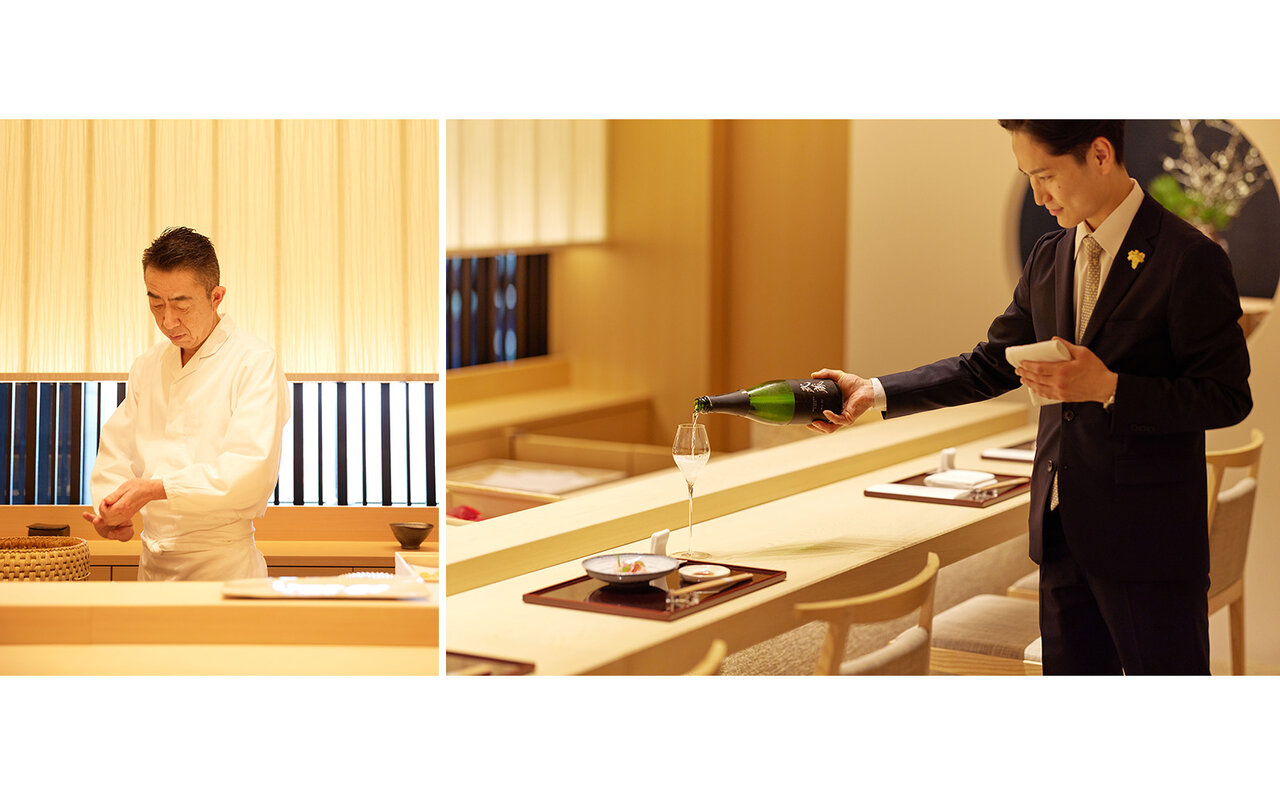Original Japanese sake made with rice personally cultivated and harvested by the master of "Musashi by Aman," pairs perfectly with sushi | AMAN
