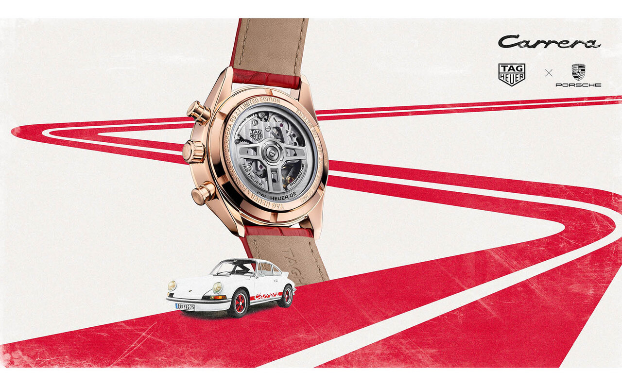 ケースサイドに“Carrera”ロゴ。車体全体をキャンバスにするスポーツカーのデザインコードを踏襲｜TAG HEUER