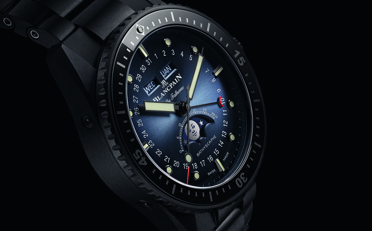 Blancpain Unveils New "Bathyscaphe Complete Calendar Moon Phase" in Black Ceramic | BLANCPAIN