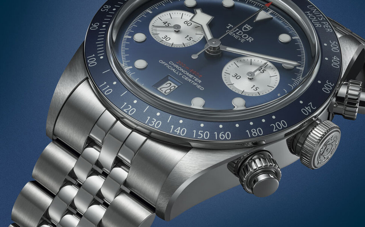 TUDOR Boutique Exclusive Model Wearing Tudor Blue: Black Bay Chrono “Blue” | TUDOR