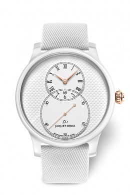 Grande Seconde White Ceramic Clous de Paris