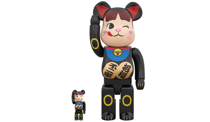 BE@RBRICK 招き猫 ペコちゃん 黒 100％ ＆ 400％