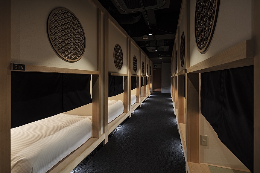 The new capsule hotel, "Hotel Zen Tokyo," a "teahouse you can stay in," will open this spring.