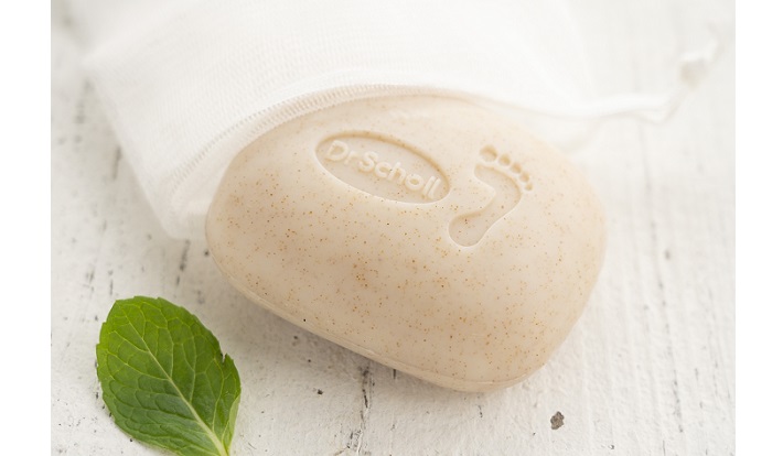 Released February 10: Dr. Scholl's introduces a soap that exfoliates with every wash! New product: "Foot Scrub Soap."