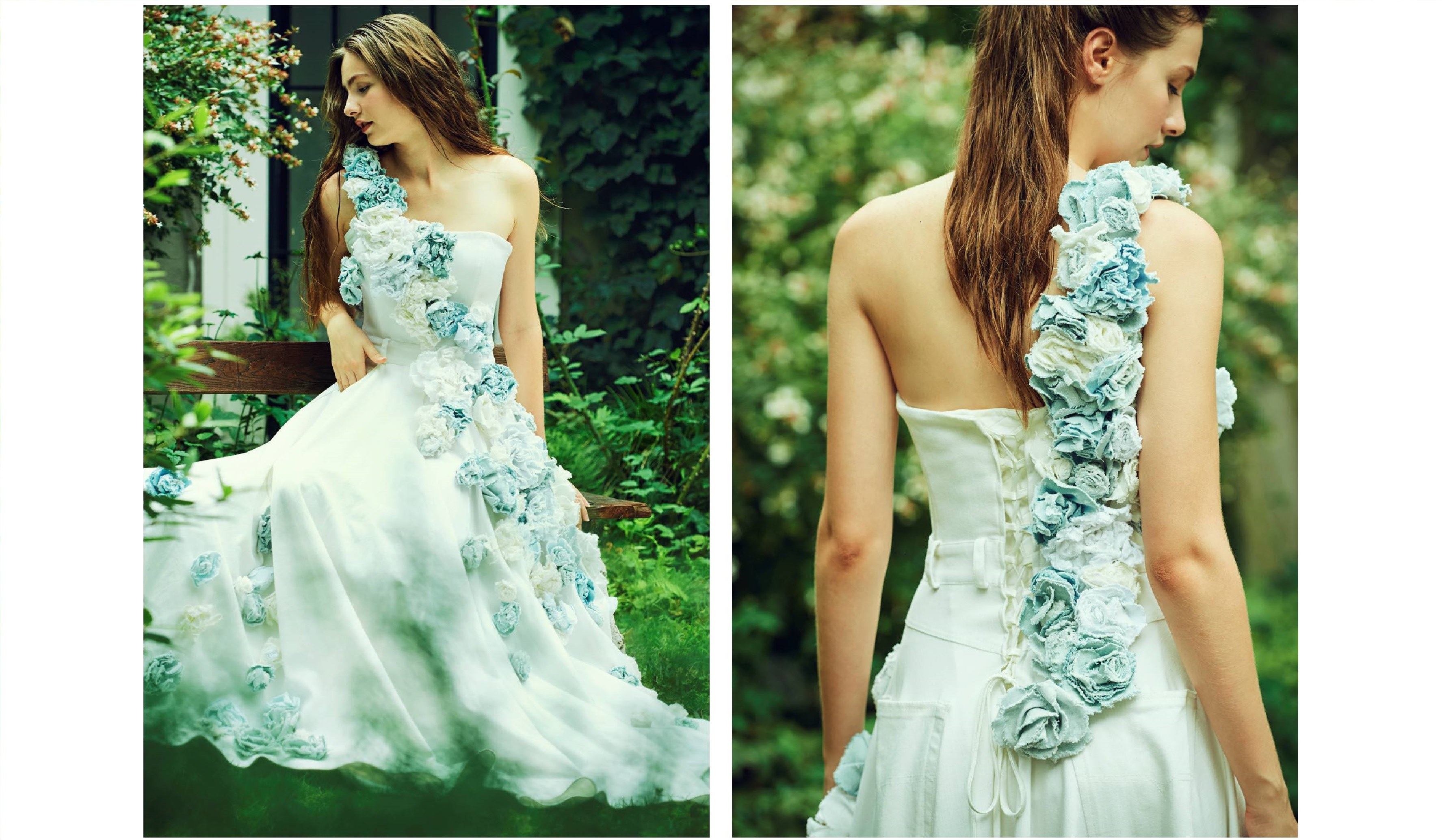 Original wedding dress incorporating denim material