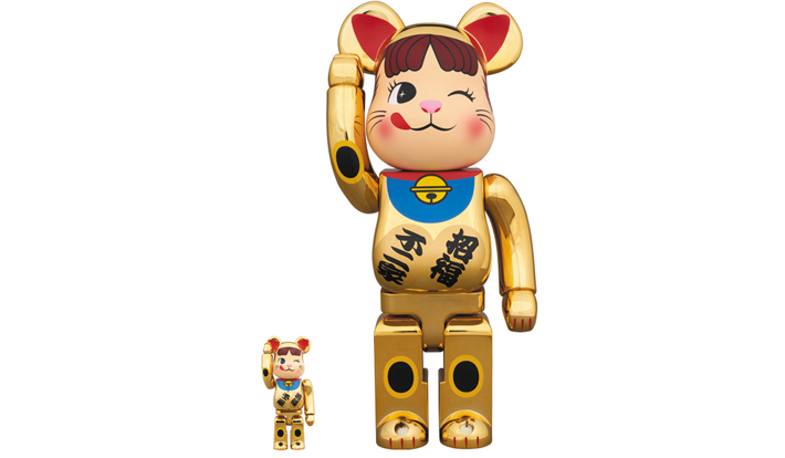 BE@RBRICK 招き猫 ペコちゃん 金メッキ弐 100％ ＆ 400％