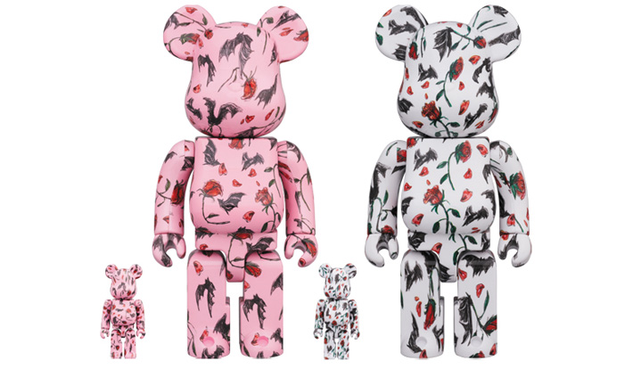 BE@RBRICK KIDILL × ERI WAKIYAMA BAT & ROSE 100％ & 400％ Pink/White