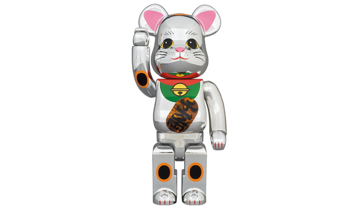 BE@RBRICK 招き猫 銀メッキ 発光 400％