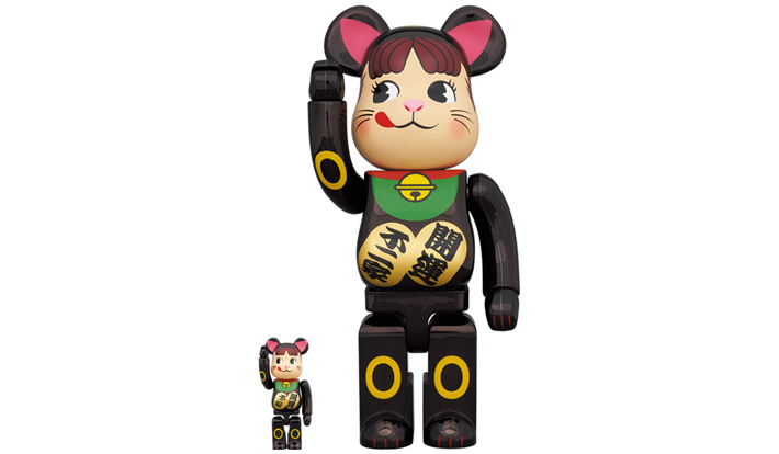 BE@RBRICK 招き猫 ペコちゃん 黒メッキ 100％ ＆ 400％