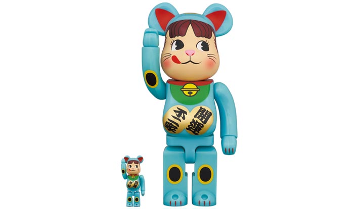 BE@RBRICK 招き猫 ペコちゃん 青蓄光 100％ ＆ 400％