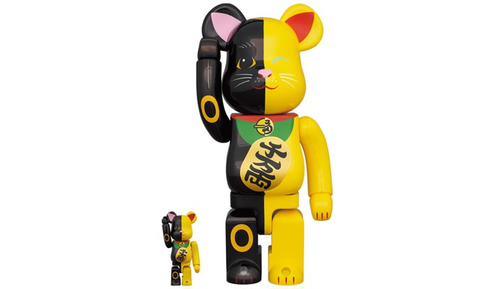 BE@RBRICK 招き猫 黒×黄 100％ & 400％