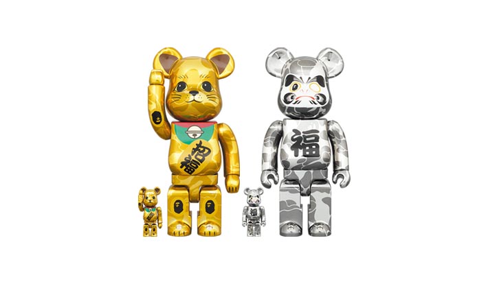 BE@RBRICK BAPE(R) 招き猫 金メッキ & 達磨 銀メッキ 100％ & 400％ 4PCS SET