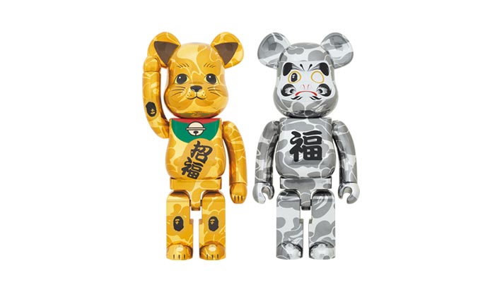 BE@RBRICK BAPE(R) 招き猫 金メッキ 1000％／達磨 銀メッキ 1000％