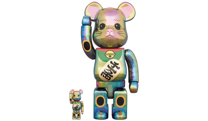 BE@RBRICK 招き猫 黒透明メッキ 100％ & 400％