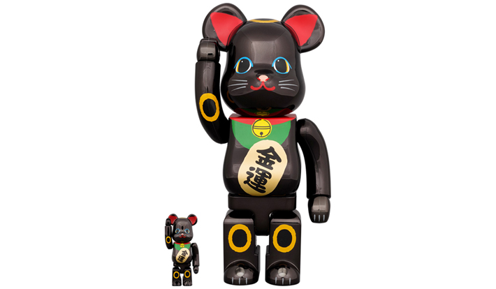 BE@RBRICK 招き猫 金運 黒メッキ 100％ & 400％
