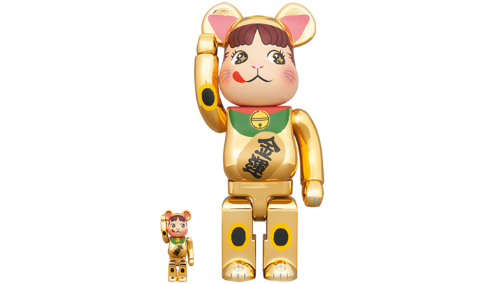BE@RBRICK 招き猫 ペコちゃん 金運 金メッキ 100％ & 400％