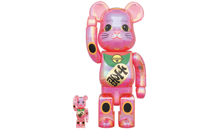 BE@RBRICK 招き猫 桃色透明メッキ 100％ & 400％