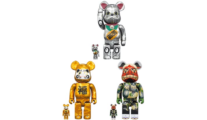 BE@RBRICK BAPE(R) 招き猫 銀メッキ／達磨 金メッキ／獅子舞 100％ & 400％ 6PCS
