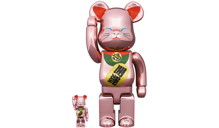 BE@RBRICK 招き猫 開運 桃金メッキ 100％ & 400％