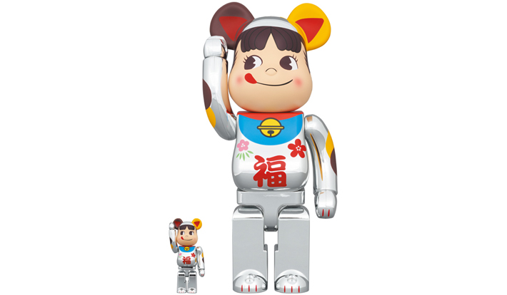 BE@RBRICK 招き猫 ペコちゃん 福 銀メッキ 100％ & 400％