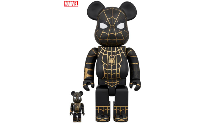 BE@RBRICK SPIDER-MAN BLACK & GOLD SUIT 100％ & 400％
