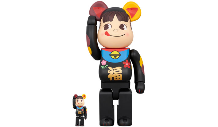 BE@RBRICK 招き猫 ペコちゃん 福 黒 100％ & 400％