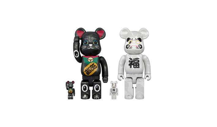 BE@RBRICK BAPE(R) 招き猫 黒メッキ／達磨 白メッキ 100％ & 400％ (4体セット)