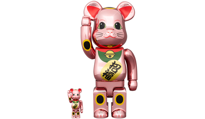 BE@RBRICK 招き猫 招福 桃金メッキ 100％ & 400％