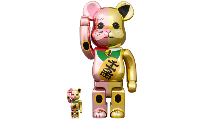 BE@RBRICK 招き猫 千万両 桃金メッキ × 金メッキ 100％ & 400％