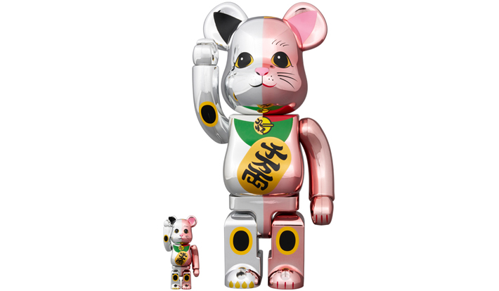 BE@RBRICK 招き猫 千万両 銀メッキ × 桃金メッキ 100％ & 400％