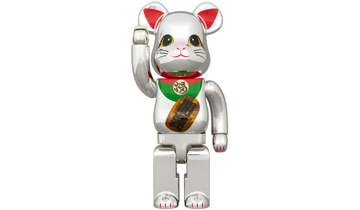 BE@RBRICK 招き猫 開運 銀メッキ 発光 400％