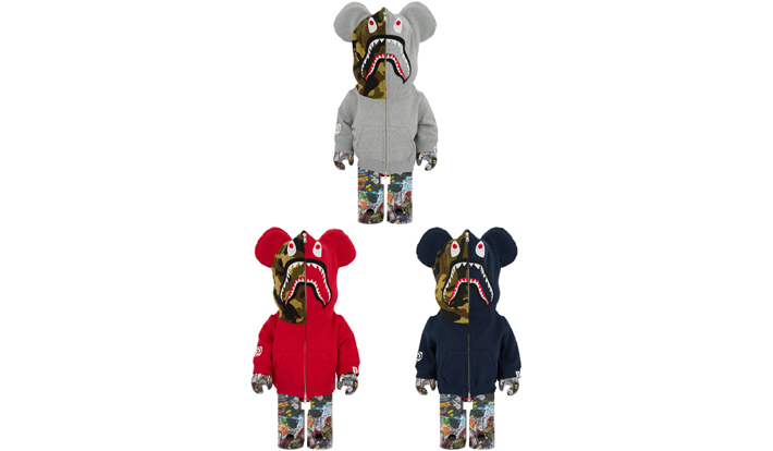 BE@RBRICK BAPE(R) LEGACY CAMO SHARK GRAY／RED／NAVY 1000％