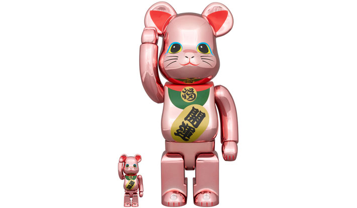 BE@RBRICK 招き猫 開運 弐 桃金メッキ 100％ & 400％