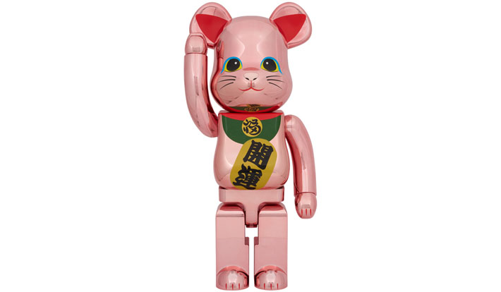 BE@RBRICK 招き猫 開運 弐 桃金メッキ 1000％