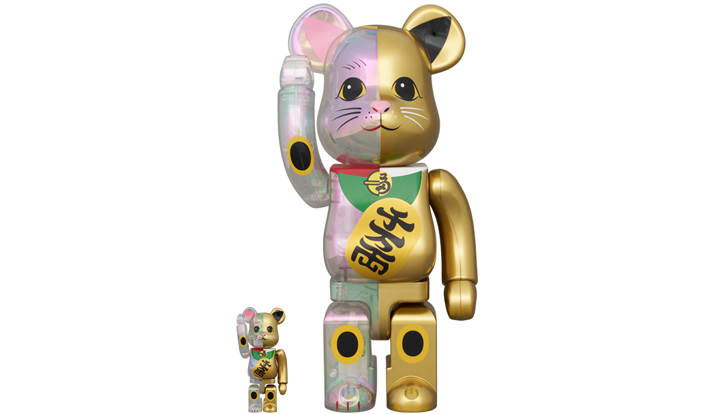 BE@RBRICK 招き猫 透明メッキ×金塗装 千万両 100％ & 400％